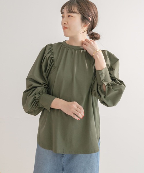 ITEMS URBANRESEARCH（アイテムズ アーバンリサーチ）の「ソデフハクTシャツ（Tシャツ/カットソー・レディース・チャコールグレー/オフホワイト/カーキ・FREE）」の5枚目の写真