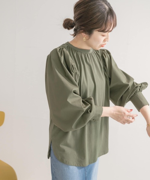 ITEMS URBANRESEARCH（アイテムズ アーバンリサーチ）の「ソデフハクTシャツ（Tシャツ/カットソー・レディース・チャコールグレー/オフホワイト/カーキ・FREE）」の7枚目の写真