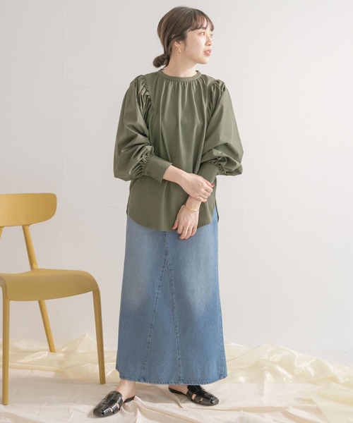 ITEMS URBANRESEARCH（アイテムズ アーバンリサーチ）の「ソデフハクTシャツ（Tシャツ/カットソー・レディース・チャコールグレー/オフホワイト/カーキ・FREE）」の10枚目の写真