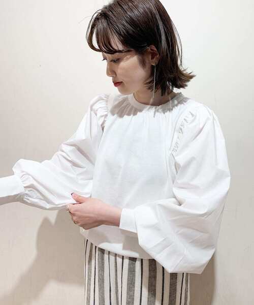 ITEMS URBANRESEARCH（アイテムズ アーバンリサーチ）の「ソデフハクTシャツ（Tシャツ/カットソー・レディース・チャコールグレー/オフホワイト/カーキ・FREE）」の14枚目の写真