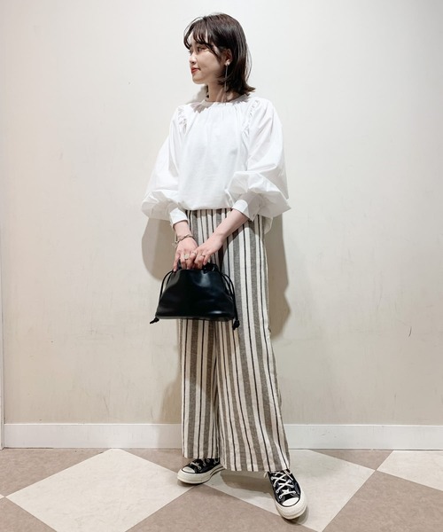 ITEMS URBANRESEARCH（アイテムズ アーバンリサーチ）の「ソデフハクTシャツ（Tシャツ/カットソー・レディース・チャコールグレー/オフホワイト/カーキ・FREE）」の18枚目の写真