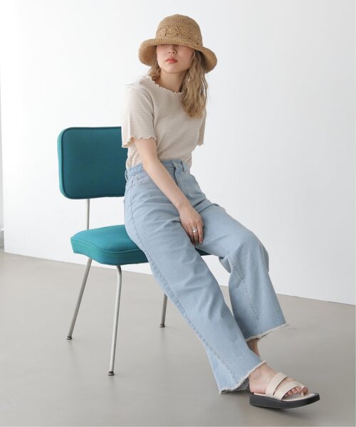 RAY CASSIN（レイカズン）の「S/M展開 裾フリンジゆるデニム（その他パンツ・レディース・ワンウォッシュ/ブルー/ベージュ・SMALL/MEDIUM）」の11枚目の写真