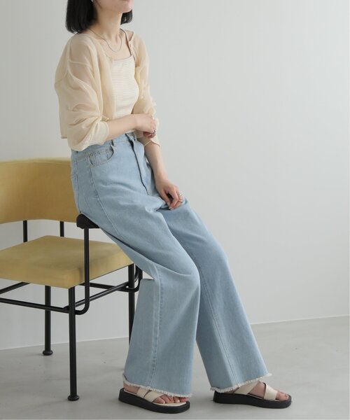 RAY CASSIN（レイカズン）の「S/M展開 裾フリンジゆるデニム（その他パンツ・レディース・ワンウォッシュ/ブルー/ベージュ・SMALL/MEDIUM）」の12枚目の写真