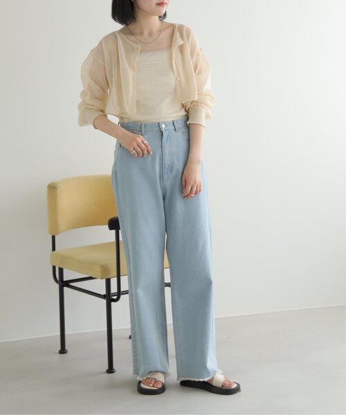 RAY CASSIN（レイカズン）の「S/M展開 裾フリンジゆるデニム（その他パンツ・レディース・ワンウォッシュ/ブルー/ベージュ・SMALL/MEDIUM）」の13枚目の写真