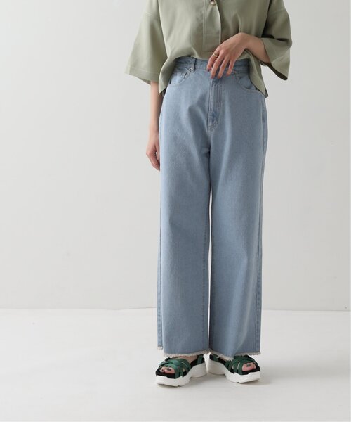 RAY CASSIN（レイカズン）の「S/M展開 裾フリンジゆるデニム（その他パンツ・レディース・ワンウォッシュ/ブルー/ベージュ・SMALL/MEDIUM）」の14枚目の写真