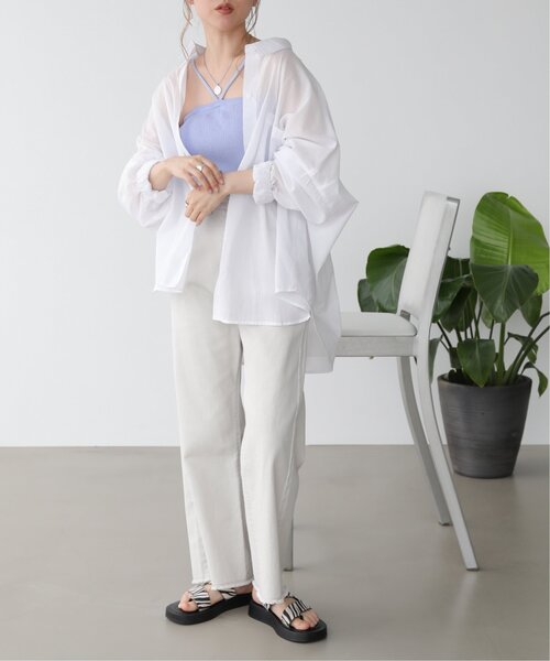 RAY CASSIN（レイカズン）の「S/M展開 裾フリンジゆるデニム（その他パンツ・レディース・ワンウォッシュ/ブルー/ベージュ・SMALL/MEDIUM）」の20枚目の写真