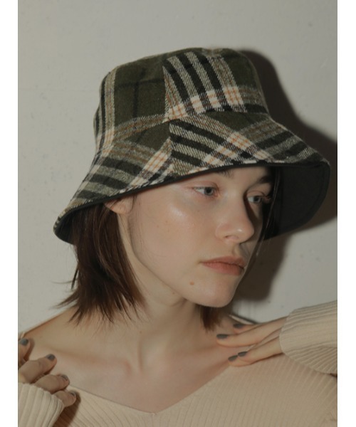 AMAIL（アマイル）の「2face check hat（ハット・レディース・カーキ・FREE）」の4枚目の写真