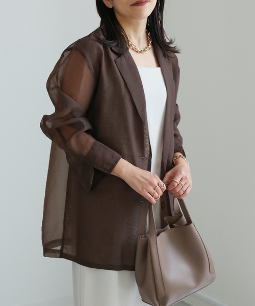 アドーア　シルキーオーガンジーテーラードジャケット Ada. ジャケット テーラードジャケット シアー オーガンジー