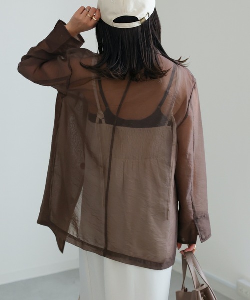 ap retro(アプレトロ)の「ソフトオーガンジーテーラードジャケット / シアーテーラードジャケット / サマージャケット《動画あり》(その他アウター・レディース・ブラウン/カーキ/ピンクベージュ/グレイッシュベージュ/ブラック/チャコールグレー・FREE)」の19枚目の写真