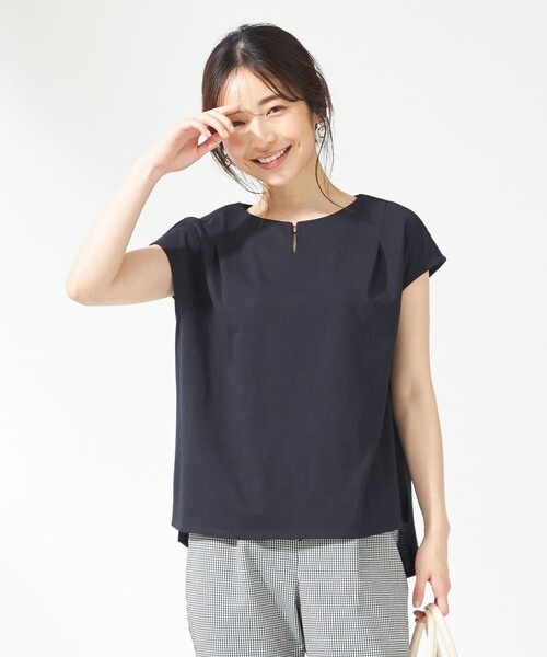 ANY SIS(エニィスィス)の「【抗菌防臭】ハイクリア天竺 フレンチスリーブ カットソー(Tシャツ/カットソー・レディース・ホワイト系/ネイビー系/ライトグレー系・2)」の3枚目の写真