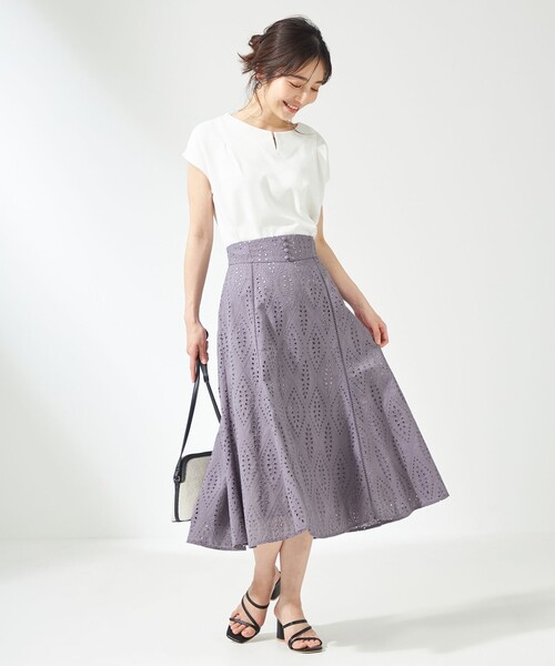 ANY SIS(エニィスィス)の「【抗菌防臭】ハイクリア天竺 フレンチスリーブ カットソー(Tシャツ/カットソー・レディース・ホワイト系/ネイビー系/ライトグレー系・2)」の4枚目の写真