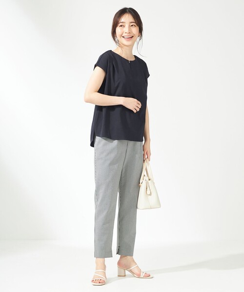 ANY SIS(エニィスィス)の「【抗菌防臭】ハイクリア天竺 フレンチスリーブ カットソー(Tシャツ/カットソー・レディース・ホワイト系/ネイビー系/ライトグレー系・2)」の7枚目の写真