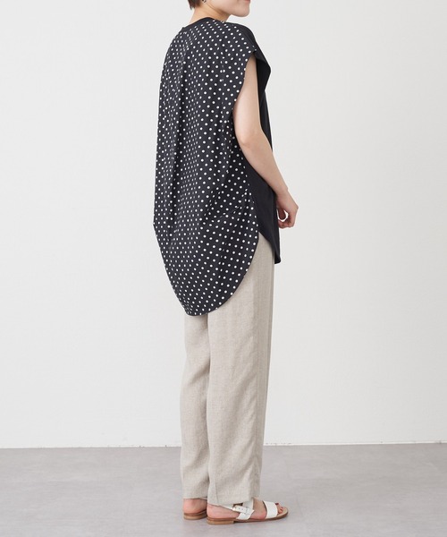 BEARDSLEY（ビアズリー）の「後ろ布帛カットソー（Tシャツ/カットソー・レディース・ホワイト/ブラック・FREE）」の5枚目の写真