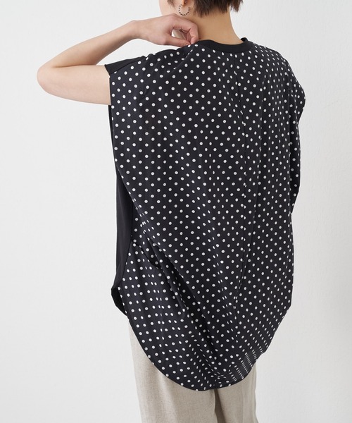 BEARDSLEY（ビアズリー）の「後ろ布帛カットソー（Tシャツ/カットソー・レディース・ホワイト/ブラック・FREE）」の3枚目の写真