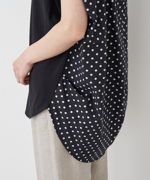 BEARDSLEY（ビアズリー）の「後ろ布帛カットソー（Tシャツ/カットソー・レディース・ホワイト/ブラック・FREE）」の6枚目の写真