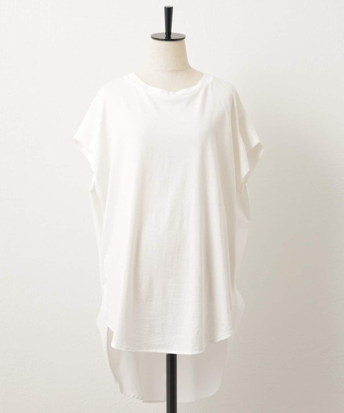 BEARDSLEY（ビアズリー）の「後ろ布帛カットソー（Tシャツ/カットソー・レディース・ホワイト/ブラック・FREE）」の14枚目の写真