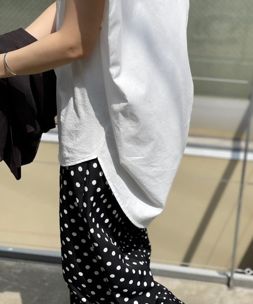 BEARDSLEY（ビアズリー）の「後ろ布帛カットソー（Tシャツ/カットソー・レディース・ホワイト/ブラック・FREE）」の13枚目の写真