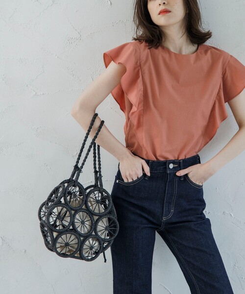 OPAQUE.CLIP（オペークドットクリップ）の「◆サークルモチーフバスケットトート（トートバッグ・レディース・オフホワイト/ブラック・00）」の3枚目の写真