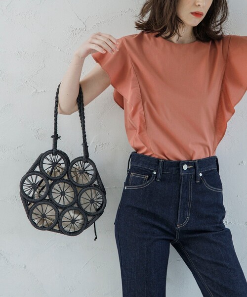 OPAQUE.CLIP（オペークドットクリップ）の「◆サークルモチーフバスケットトート（トートバッグ・レディース・オフホワイト/ブラック・00）」の4枚目の写真