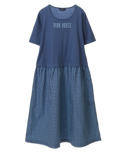 ロゴプリントコンビワンピース