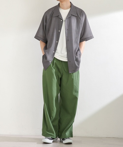 SENSE OF PLACE by URBAN RESEARCH（センスオブプレイスバイアーバンリサーチ）の「チェックシアーメッシュシャツ(5分袖)（シャツ/ブラウス・メンズ・ネイビー/ブラウン・LARGE/MEDIUM）」の8枚目の写真