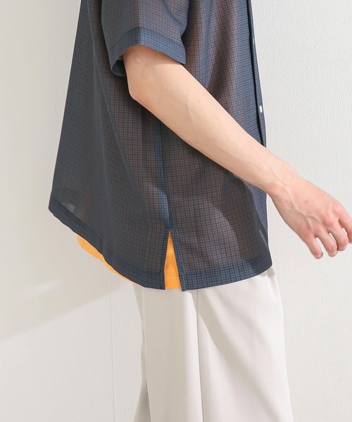 SENSE OF PLACE by URBAN RESEARCH（センスオブプレイスバイアーバンリサーチ）の「チェックシアーメッシュシャツ(5分袖)（シャツ/ブラウス・メンズ・ネイビー/ブラウン・LARGE/MEDIUM）」の14枚目の写真