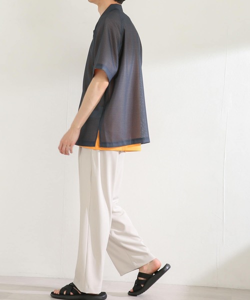 SENSE OF PLACE by URBAN RESEARCH（センスオブプレイスバイアーバンリサーチ）の「チェックシアーメッシュシャツ(5分袖)（シャツ/ブラウス・メンズ・ネイビー/ブラウン・LARGE/MEDIUM）」の16枚目の写真