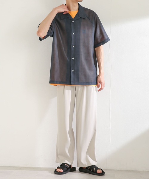 SENSE OF PLACE by URBAN RESEARCH（センスオブプレイスバイアーバンリサーチ）の「チェックシアーメッシュシャツ(5分袖)（シャツ/ブラウス・メンズ・ネイビー/ブラウン・LARGE/MEDIUM）」の17枚目の写真