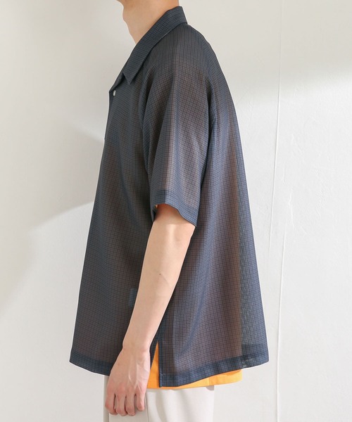 SENSE OF PLACE by URBAN RESEARCH（センスオブプレイスバイアーバンリサーチ）の「チェックシアーメッシュシャツ(5分袖)（シャツ/ブラウス・メンズ・ネイビー/ブラウン・LARGE/MEDIUM）」の19枚目の写真