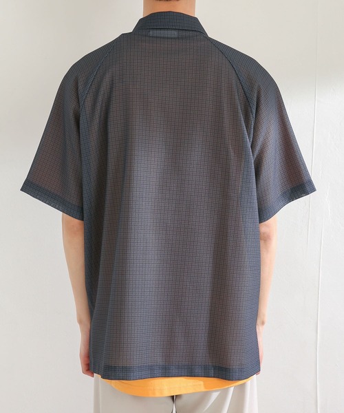 SENSE OF PLACE by URBAN RESEARCH（センスオブプレイスバイアーバンリサーチ）の「チェックシアーメッシュシャツ(5分袖)（シャツ/ブラウス・メンズ・ネイビー/ブラウン・LARGE/MEDIUM）」の20枚目の写真