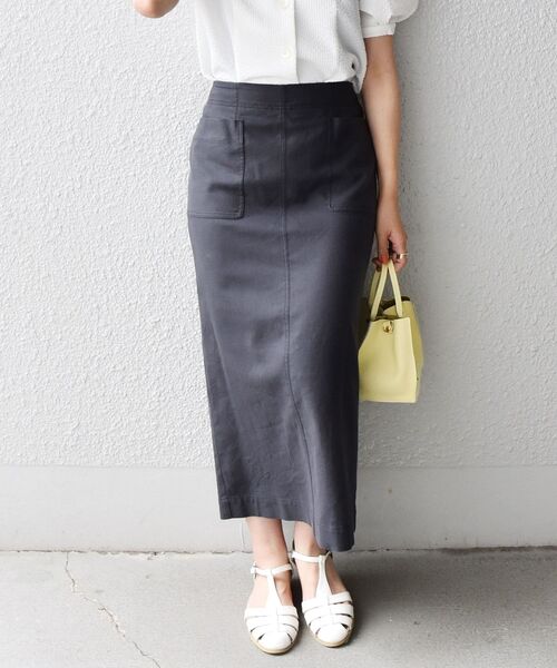 SHIPS any（シップス エニィ）の「SHIPS any:〈ウォッシャブル〉フロント ポケット スカート◇（スカート・レディース・ホワイト/チャコールグレー/レンガ・38/36）」の3枚目の写真