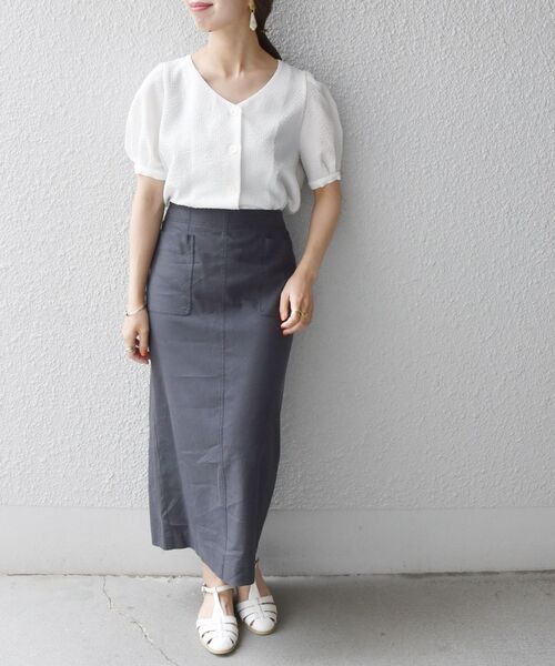 SHIPS any（シップス エニィ）の「SHIPS any:〈ウォッシャブル〉フロント ポケット スカート◇（スカート・レディース・ホワイト/チャコールグレー/レンガ・38/36）」の13枚目の写真