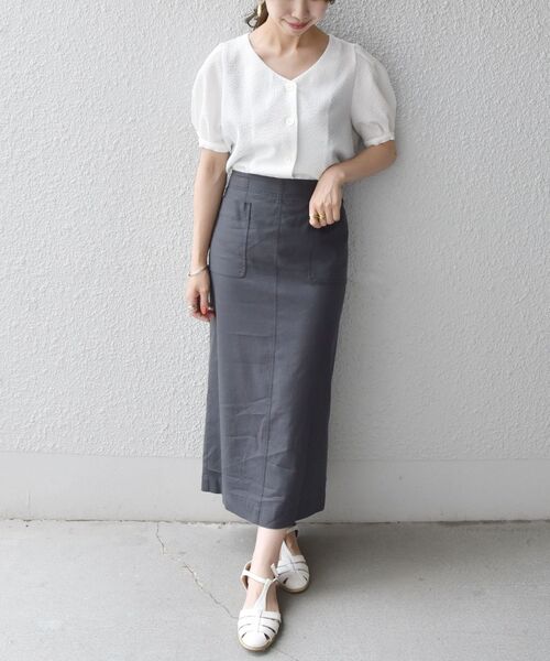 SHIPS any（シップス エニィ）の「SHIPS any:〈ウォッシャブル〉フロント ポケット スカート◇（スカート・レディース・ホワイト/チャコールグレー/レンガ・38/36）」の21枚目の写真