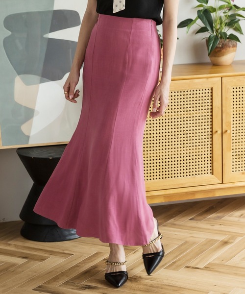 Julia Boutique（ジュリアブティック）の「リネンマーメイドスカート/22113（スカート・レディース・ブラック/ピンク/オレンジ系/ベージュ/イエロー・ONE）」の4枚目の写真