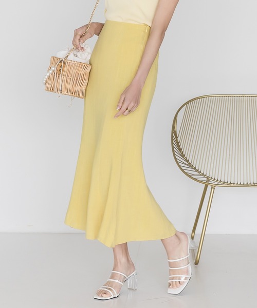 Julia Boutique（ジュリアブティック）の「リネンマーメイドスカート/22113（スカート・レディース・ブラック/ピンク/オレンジ系/ベージュ/イエロー・ONE）」の3枚目の写真