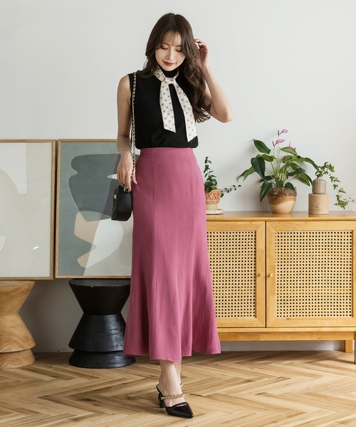 Julia Boutique（ジュリアブティック）の「リネンマーメイドスカート/22113（スカート・レディース・ブラック/ピンク/オレンジ系/ベージュ/イエロー・ONE）」の12枚目の写真