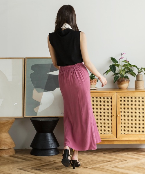 Julia Boutique（ジュリアブティック）の「リネンマーメイドスカート/22113（スカート・レディース・ブラック/ピンク/オレンジ系/ベージュ/イエロー・ONE）」の13枚目の写真