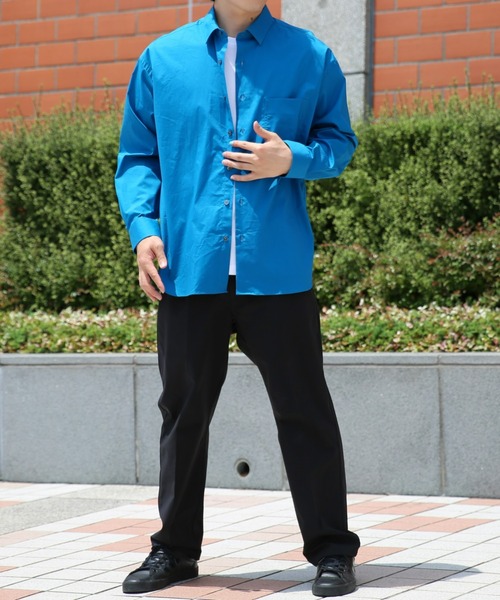 BRICK & SONS(ブリックアンドサンズ)の「リラックスバックプリーツシャツ<スチールブルー>(シャツ/ブラウス・メンズ・ブルーグリーン・LL/S/M/L)」の4枚目の写真