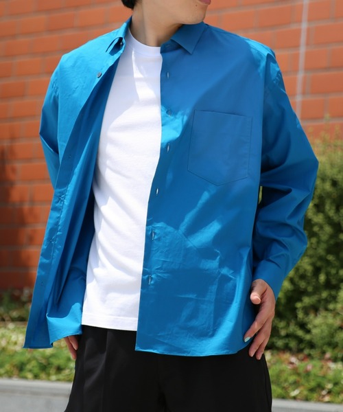 BRICK & SONS(ブリックアンドサンズ)の「リラックスバックプリーツシャツ<スチールブルー>(シャツ/ブラウス・メンズ・ブルーグリーン・LL/S/M/L)」の2枚目の写真