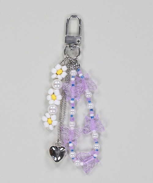 SPINNS（スピンズ）の「バタフライ×ハートモチーフ ビーズキーホルダー