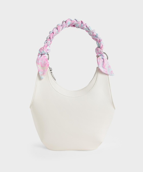 CHARLES & KEITH（チャールズ & キース）の「ユラニ スカーフラップホーボーバッグ / Ulani Scarf-Wrapped Hobo Bag（ショルダーバッグ・レディース・ブラック/チョコ/ホワイト・L）」の2枚目の写真