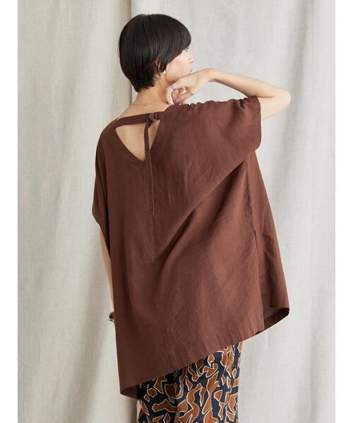 AMERICAN HOLIC（アメリカンホリック）の「リネンブレンドバックVチュニック（Tシャツ/カットソー・レディース・ブラウン/ブルー・M/L）」の16枚目の写真