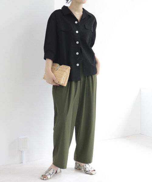 fredy repit(フレディレピ)の「リネンライク オープンカラーシャツ(シャツ/ブラウス・レディース・ブラック/オフホワイト/ブルー/ライトグリーン・38)」の16枚目の写真