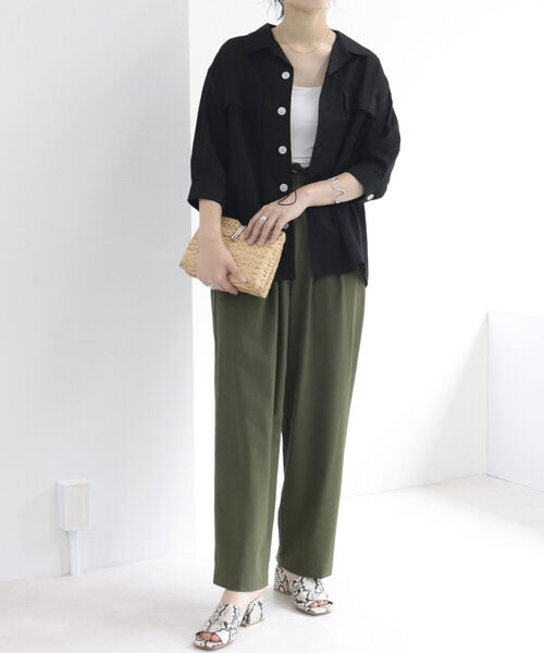 fredy repit(フレディレピ)の「リネンライク オープンカラーシャツ(シャツ/ブラウス・レディース・ブラック/オフホワイト/ブルー/ライトグリーン・38)」の20枚目の写真