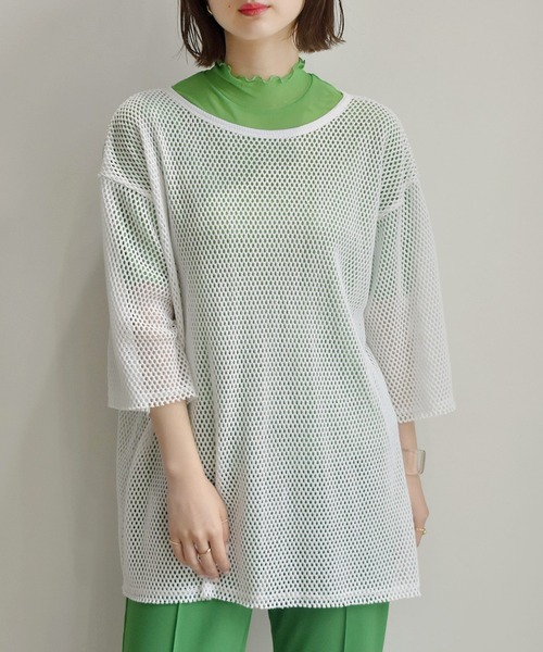 RETRO GIRL(レトロガール)の「カットオフメッシュPO(Tシャツ/カットソー・レディース・ブラック/ホワイト/ベージュ/グリーン・FREE)」の1枚目の写真