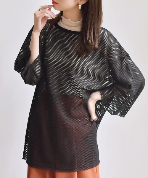 RETRO GIRL(レトロガール)の「カットオフメッシュPO(Tシャツ/カットソー・レディース・ブラック/ホワイト/ベージュ/グリーン・FREE)」の2枚目の写真