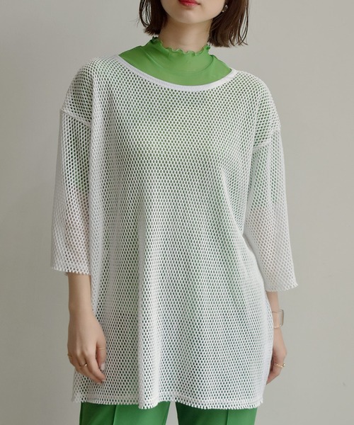 RETRO GIRL(レトロガール)の「カットオフメッシュPO(Tシャツ/カットソー・レディース・ブラック/ホワイト/ベージュ/グリーン・FREE)」の5枚目の写真