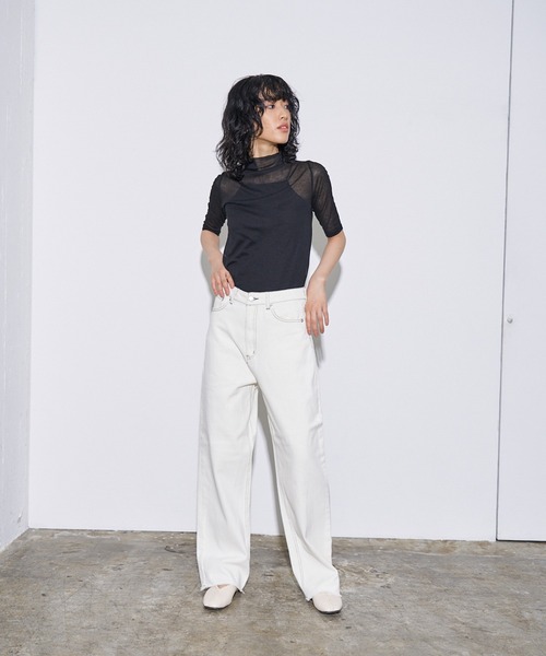 4youstory（フォーユーストーリー）の「【4youstory】シアーハーフスリーブトップス（Tシャツ/カットソー・レディース・ブラック/ブルー/アイボリー・FREE）」の20枚目の写真