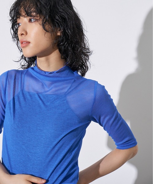 4youstory（フォーユーストーリー）の「【4youstory】シアーハーフスリーブトップス（Tシャツ/カットソー・レディース・ブラック/ブルー/アイボリー・FREE）」の17枚目の写真
