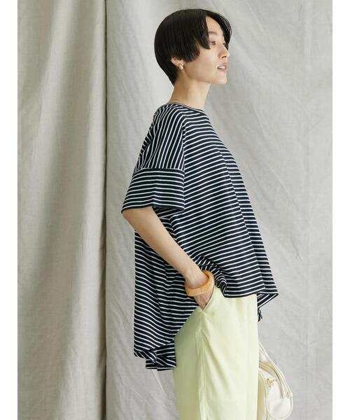 AMERICAN HOLIC（アメリカンホリック）の「バックフレアボーダープルオーバー（Tシャツ/カットソー・レディース・ブラック/ネイビー/ブラウン/ピンク・M/L）」の5枚目の写真